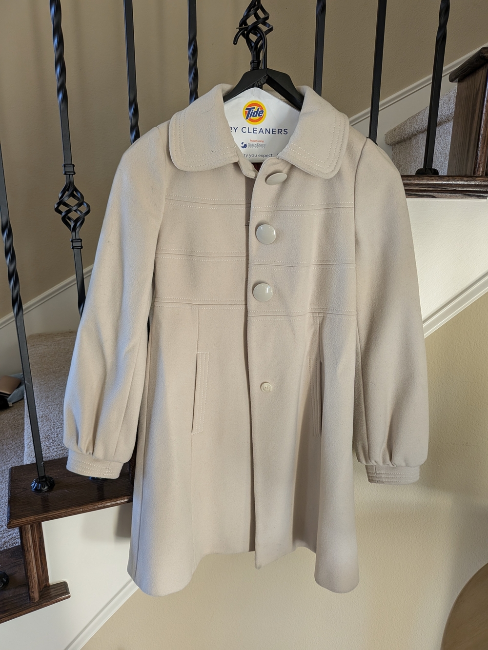 Anthropologie Cream A-Line Pea Coat